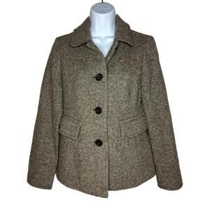 Banana Republic Women's Sz XS Brown Tweed Wool Knit Coat, Lined (1589)